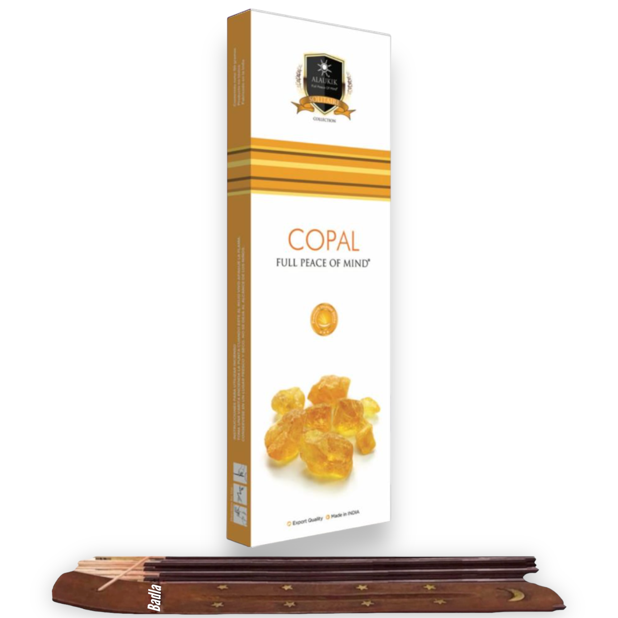 Incienso ALAUKIK Premium | Varitas 90 g | Colección Solitaire | Porta Incienso Incluido