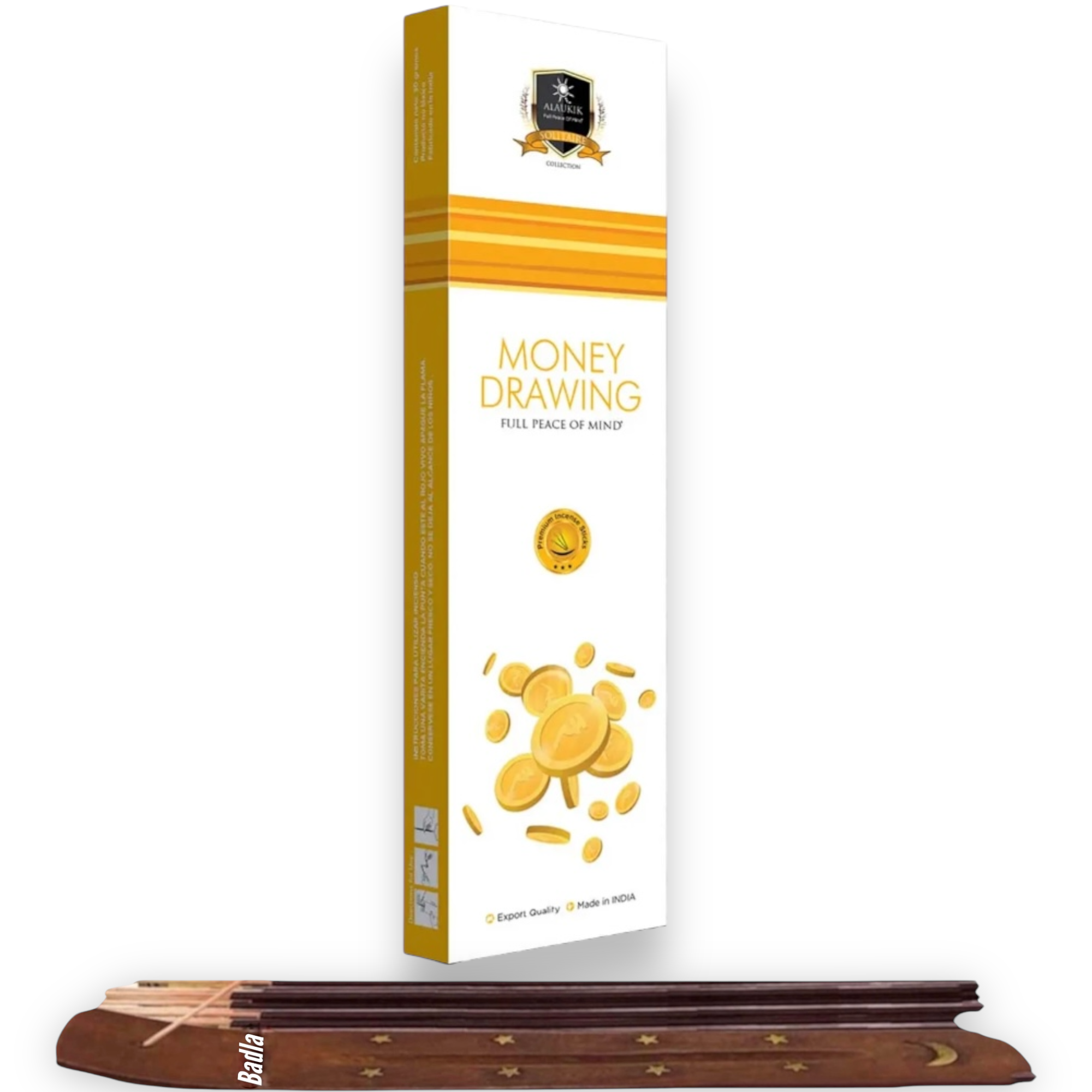 Incienso ALAUKIK Premium | Varitas 90 g | Colección Solitaire | Porta Incienso Incluido