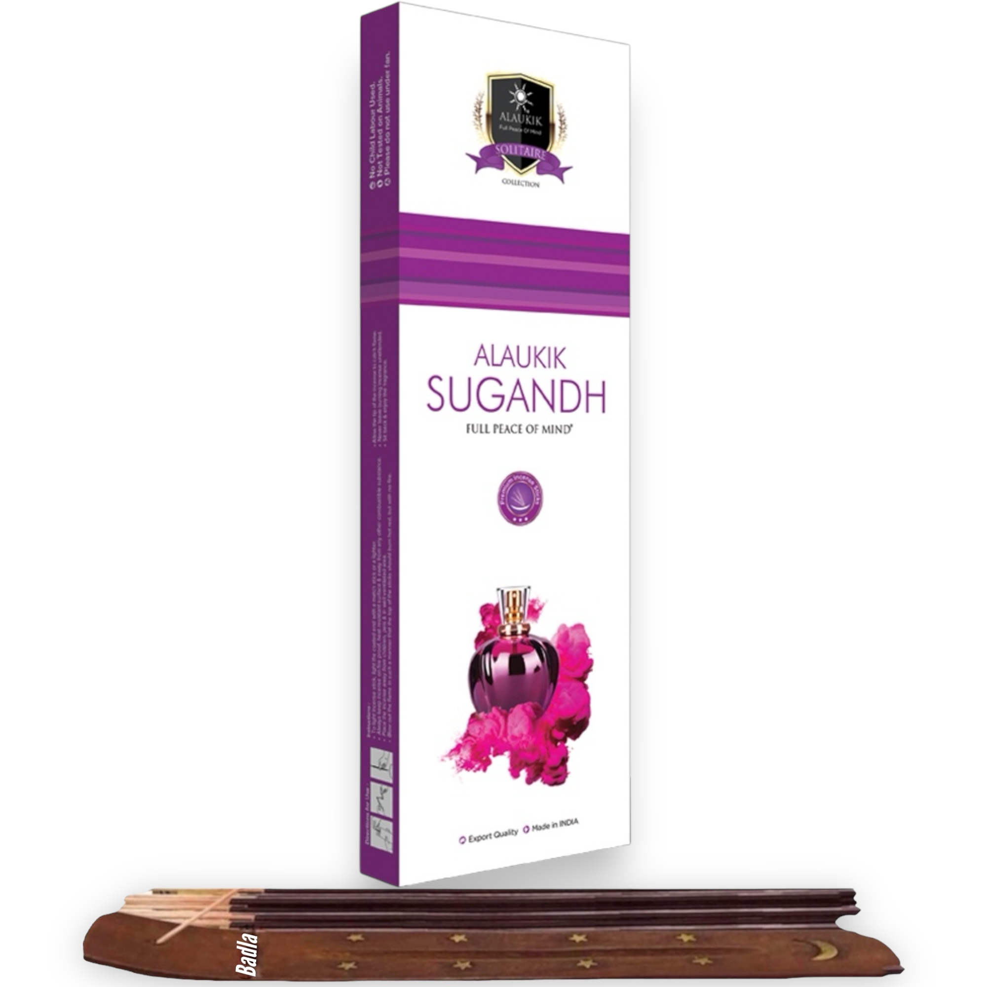 Incienso ALAUKIK Premium | Varitas 90 g | Colección Solitaire | Porta Incienso Incluido