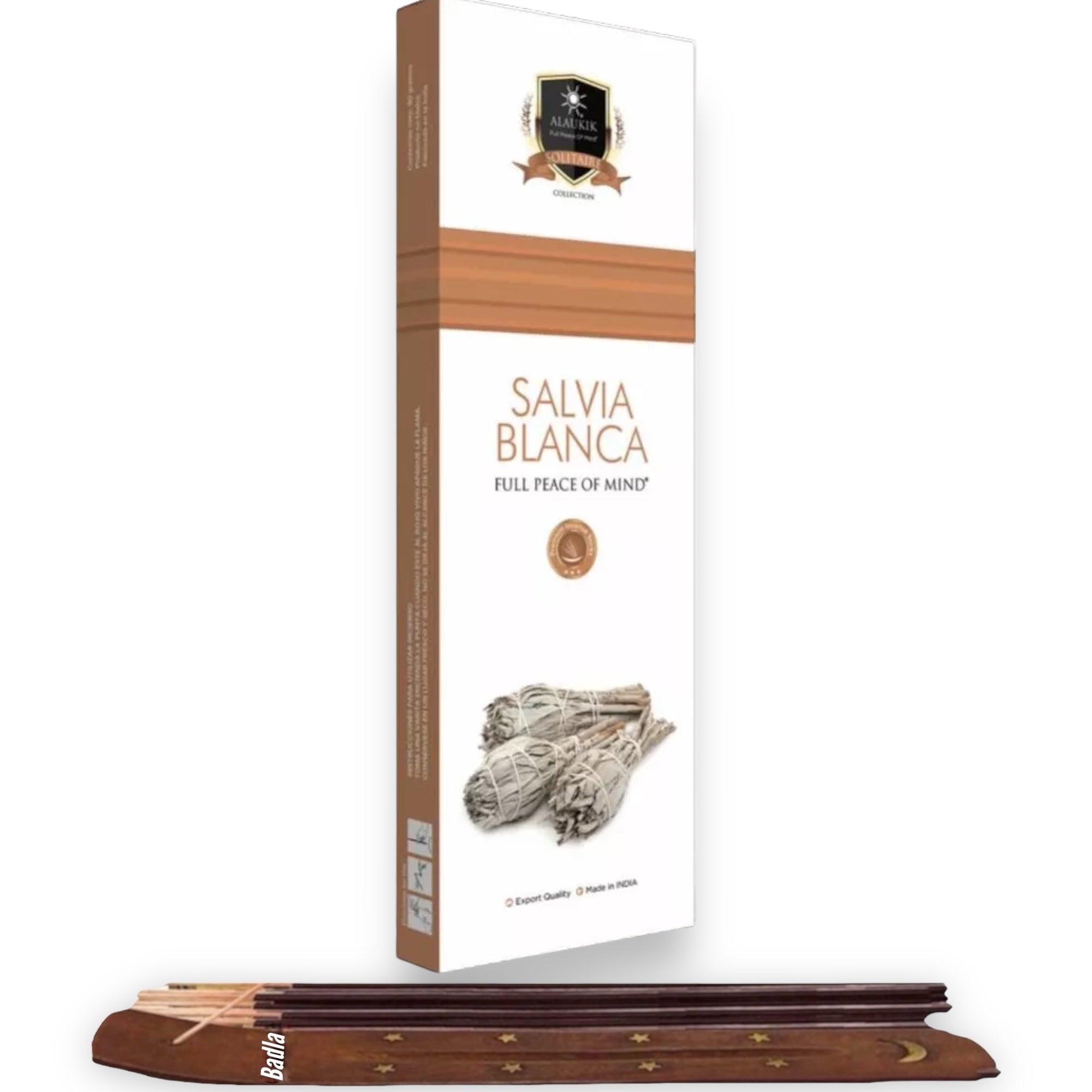 Incienso ALAUKIK Premium | Varitas 90 g | Colección Solitaire | Porta Incienso Incluido