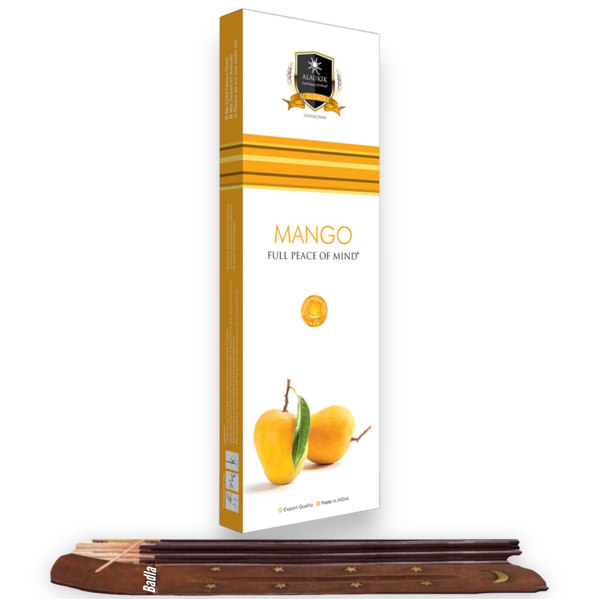 Incienso ALAUKIK Premium | Varitas 90 g | Colección Solitaire | Porta Incienso Incluido