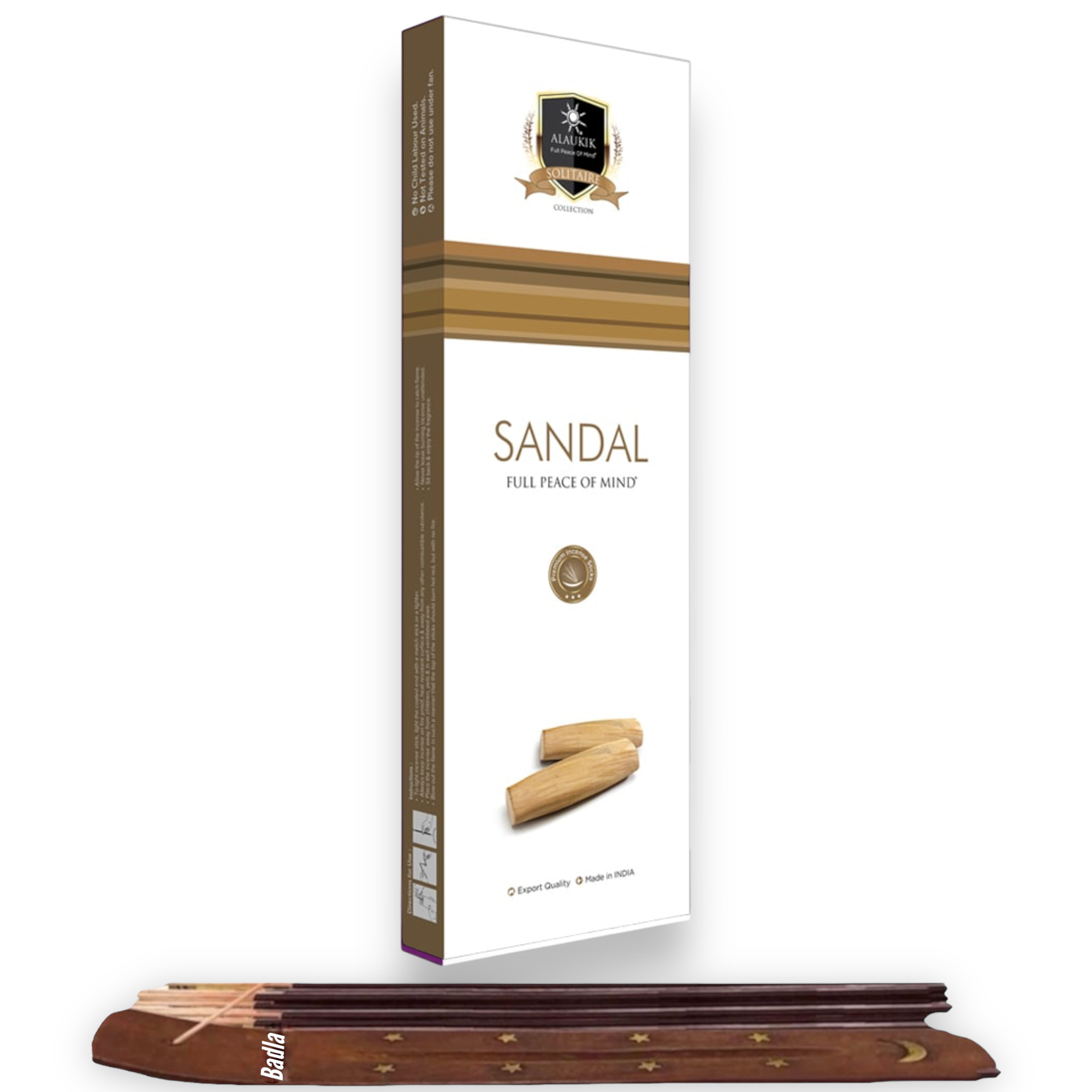 Incienso ALAUKIK Premium | Varitas 90 g | Colección Solitaire | Porta Incienso Incluido