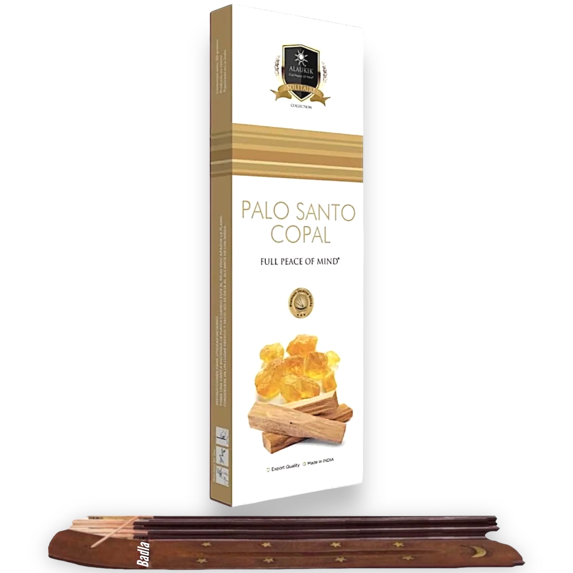 Incienso ALAUKIK Premium | Varitas 90 g | Colección Solitaire | Porta Incienso Incluido