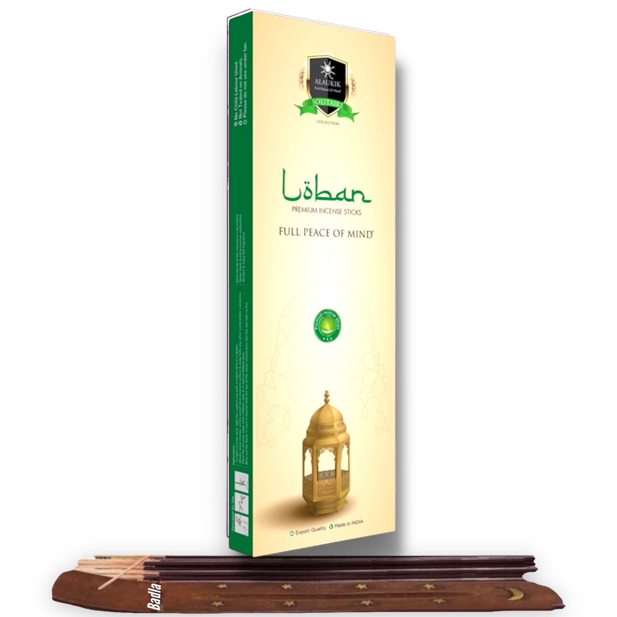 Incienso ALAUKIK Premium | Varitas 90 g | Colección Solitaire | Porta Incienso Incluido