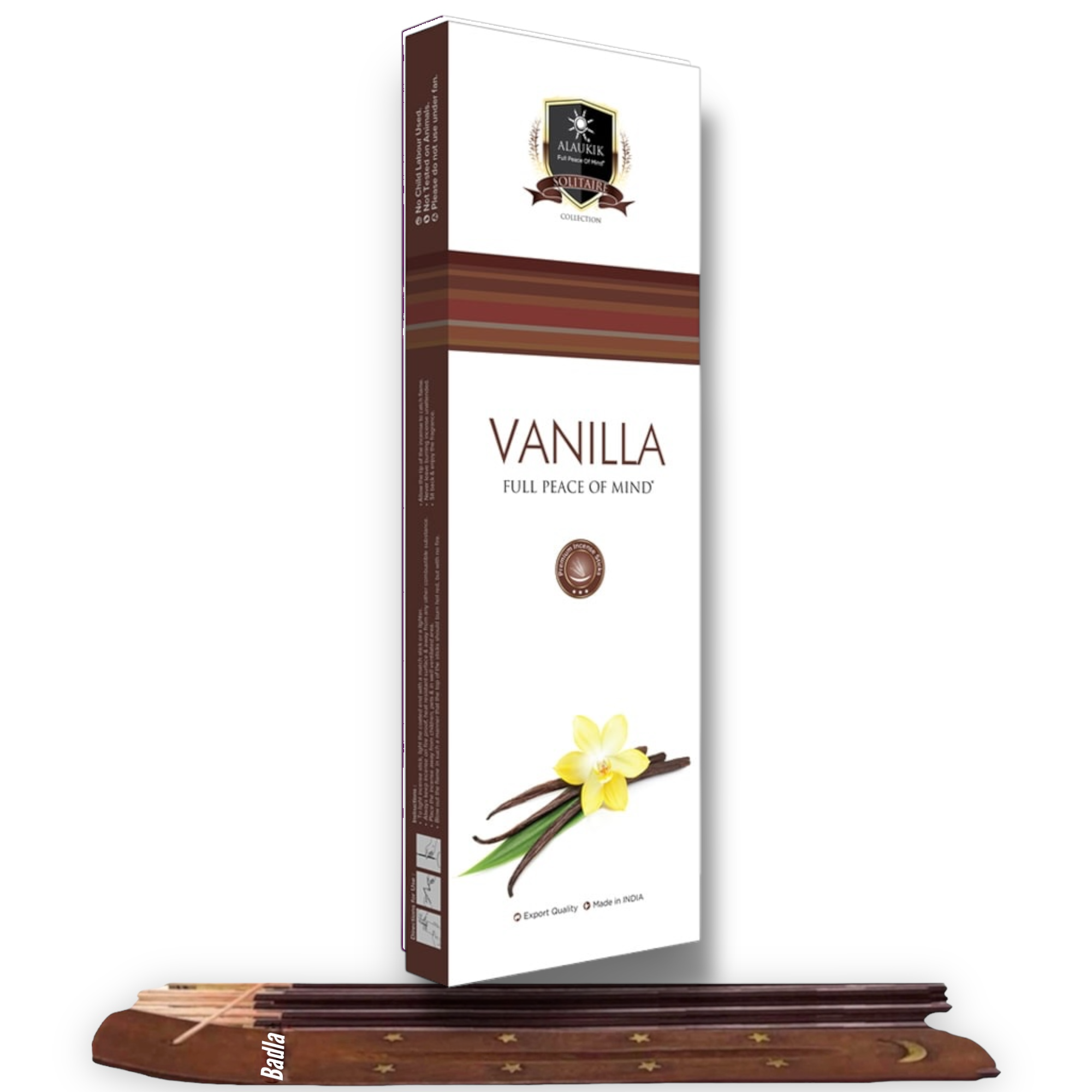 Incienso ALAUKIK Premium | Varitas 90 g | Colección Solitaire | Porta Incienso Incluido