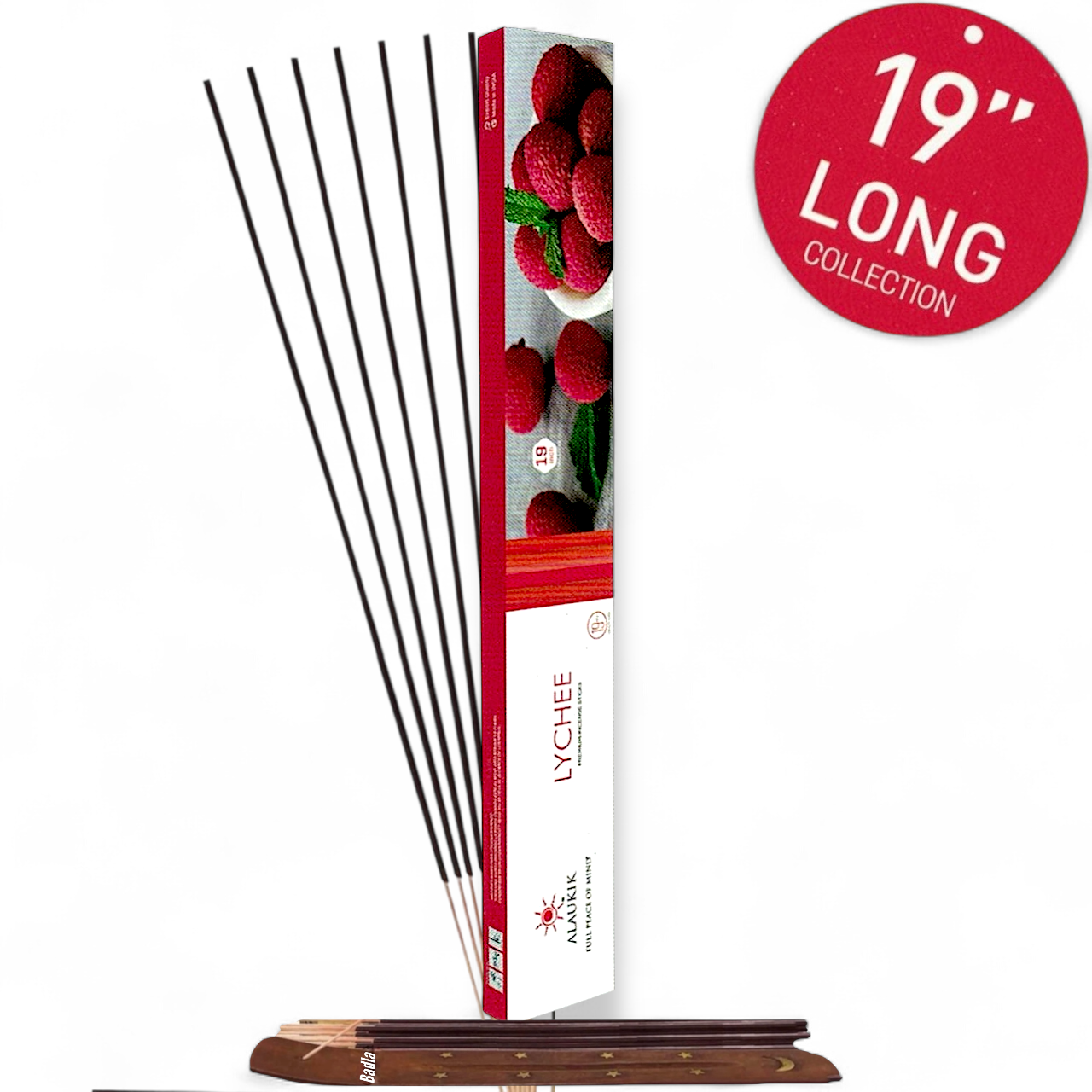 Incienso ALAUKIK Premium | Varitas XL 19" | Colección Long | Porta Incienso Incluido