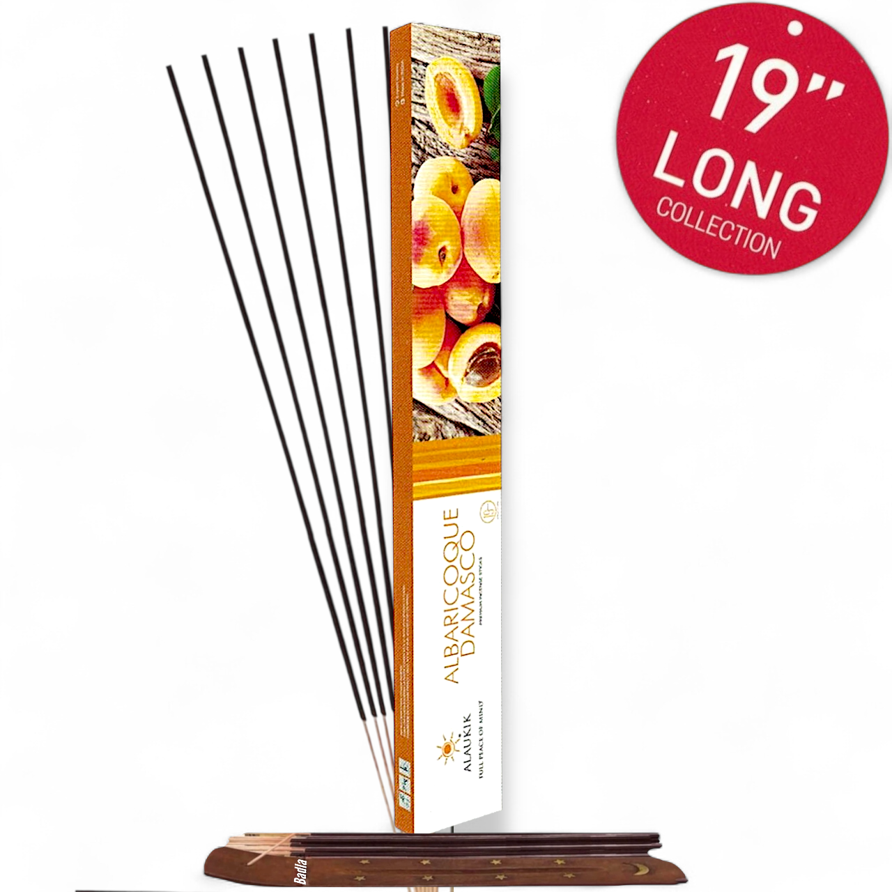 Incienso ALAUKIK Premium | Varitas XL 19" | Colección Long | Porta Incienso Incluido