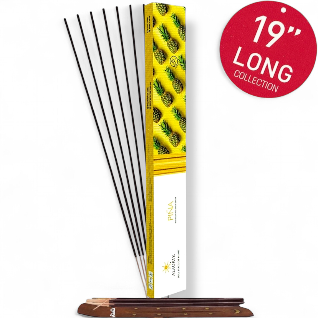 Incienso ALAUKIK Premium | Varitas XL 19" | Colección Long | Porta Incienso Incluido