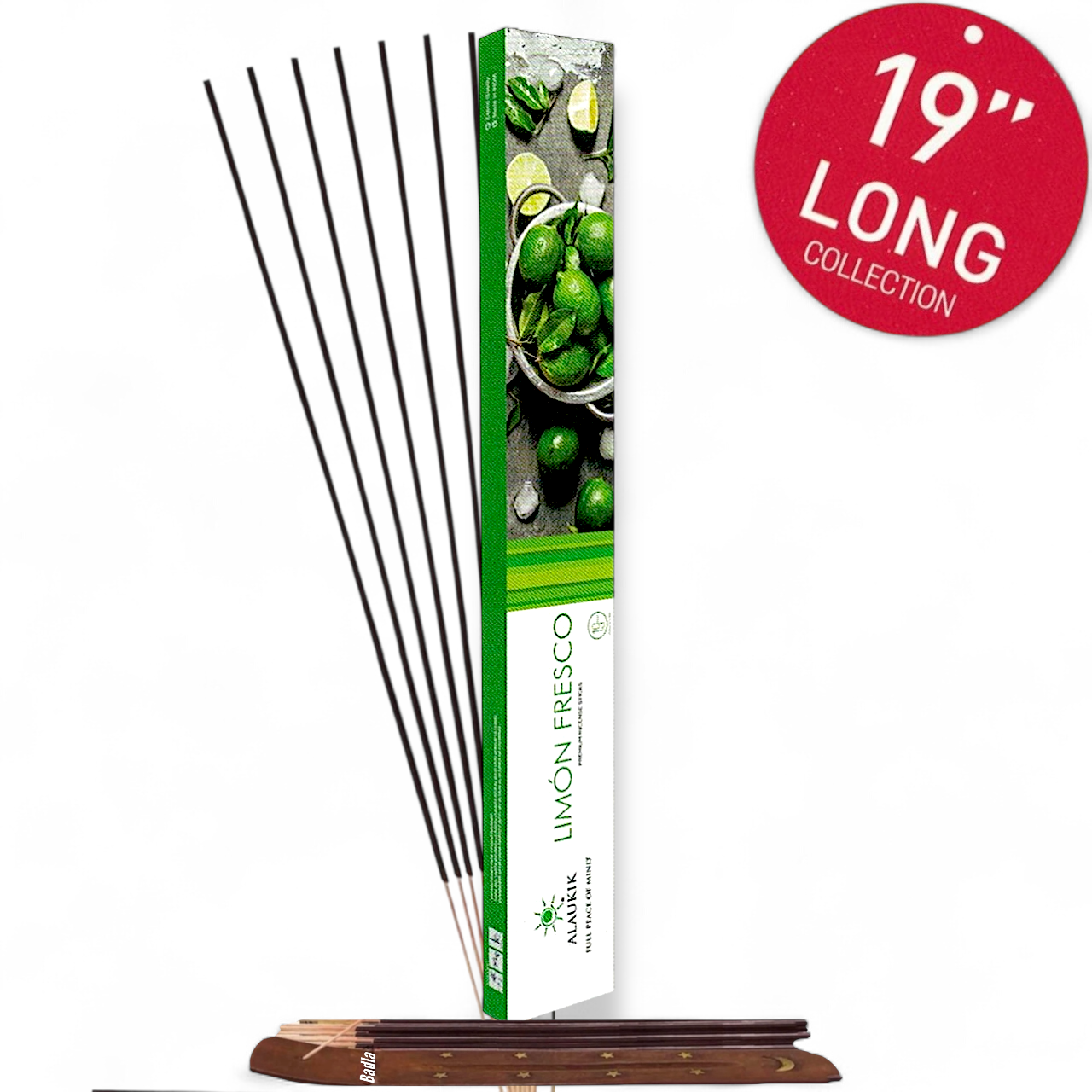 Incienso ALAUKIK Premium | Varitas XL 19" | Colección Long | Porta Incienso Incluido