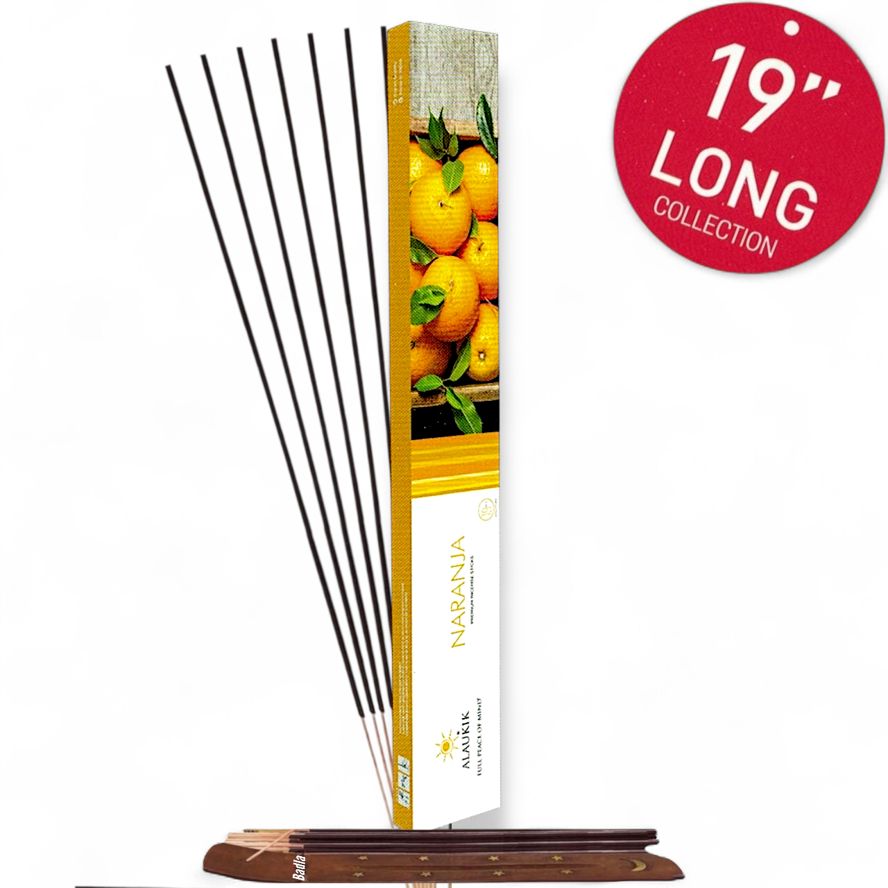 Incienso ALAUKIK Premium | Varitas XL 19" | Colección Long | Porta Incienso Incluido