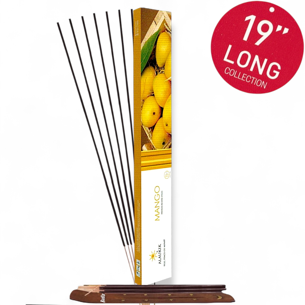 Incienso ALAUKIK Premium | Varitas XL 19" | Colección Long | Porta Incienso Incluido