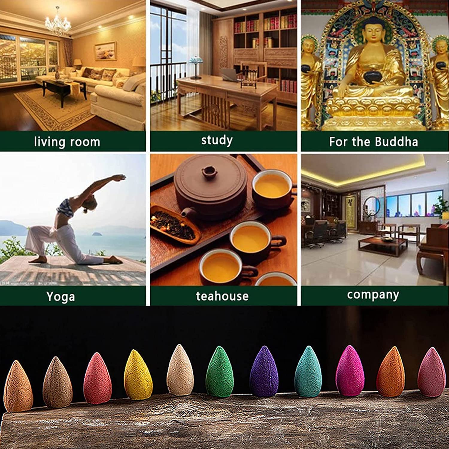 Incienso Conos de Cascada, Reflujo BADLA | Backflow de 2.7cm | Distintos Aromas Hechos a Mano en la India |